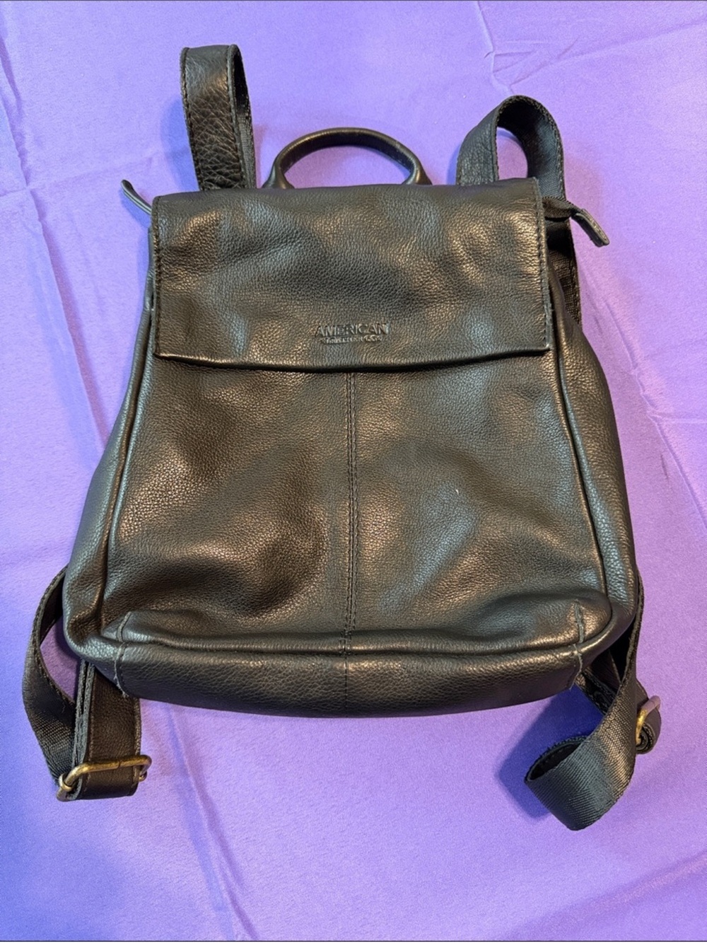 American Leather Co Black Pebble Leather Backpack